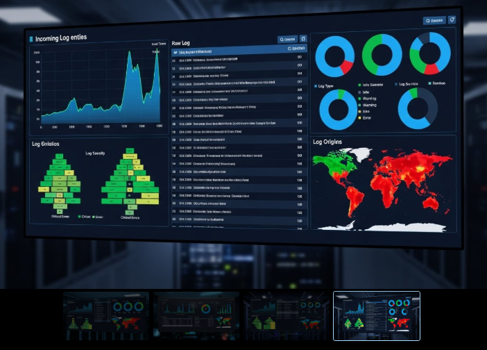 대시보드에서 로그 데이터가 시각화된 모니터링 화면 이미지